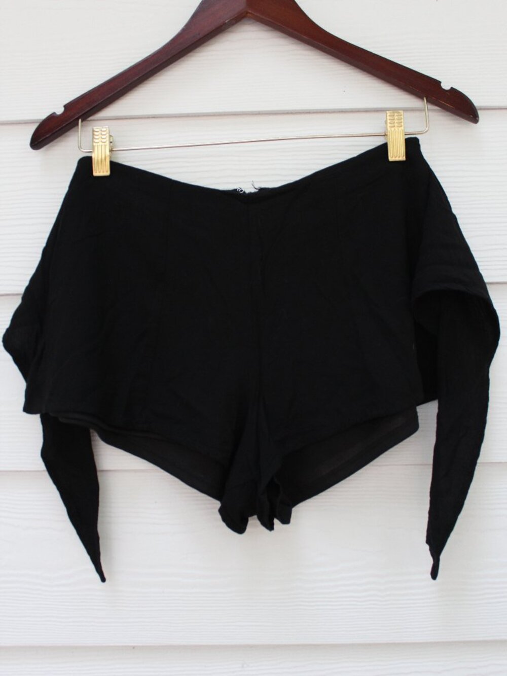 Just Polly New York | Black Front-Tie Overlay Shorts small